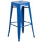 Emma and Oliver Commercial Grade 30" Round Metal Indoor-Outdoor Bar Table Set, 2 Backless Stools